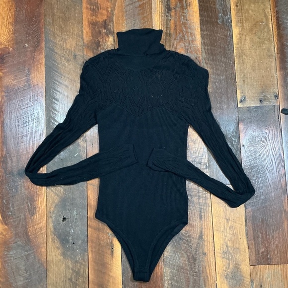 Intimately By Free People Black Knit Turtleneck LS Bodysuit Women’s Size S - Picture 3 of 7
